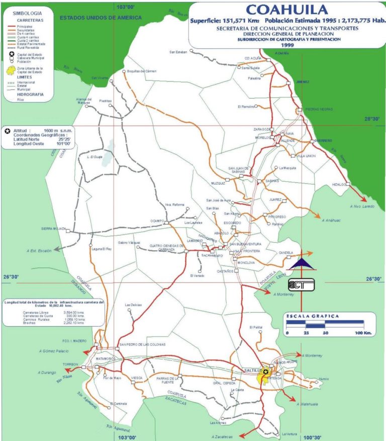 Map of Coahuila - MexConnect