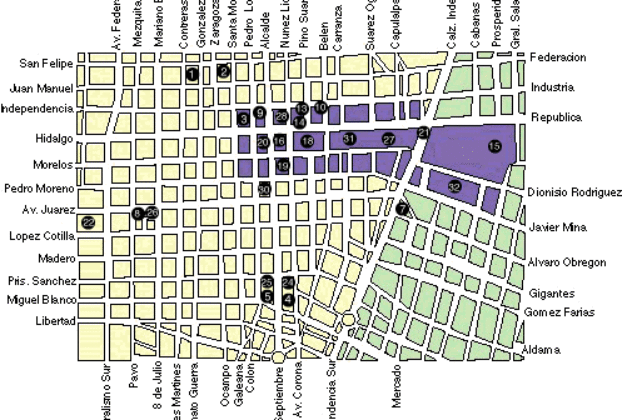 Map of downtown Guadalajara