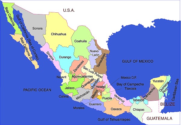 Map Of Mexico And Its States Map of Mexico and Mexico's states   MexConnect