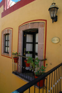 A balcony at Meson de Jobito, a historic hotel located in downtown Zacatecas.
