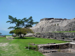 Numerous parts of Mexico's Xochicalco archeological site are pegged out, awaiting further excavation. © Anthony Wright, 2009