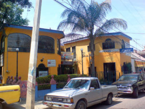 This color scheme caught the photographer's eye in downtown Tequisquiapan. An easy drive from the state capital, Queretaro, charming "Tequis" is a popular weekend retreat. Others prefer the town for year-round living. © Daniel Wheeler, 2009