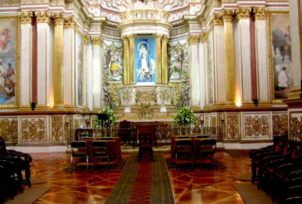 The splendid church in Guadalupe, Zacatecas has three chapels -- the Sanctuary of Our Lady of Guadalupe, the Dark Chapel and the Chapel of Naples -- each seemingly more ornate than the next. This is the Capilla de Nápoles, or Chapel of Naples. © Jane Ammeson, 2009