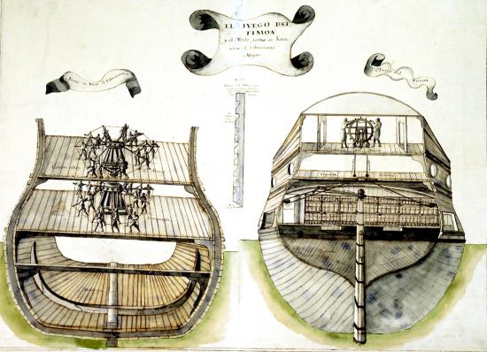 Capstan and helm wheel. Diccionario demostrativo... by the Marquis of La Victoria. Cádiz, 1719-1756. MN 