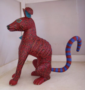 Jacobo Angeles depicts a red grayhound with a striped tail. The master artisan is a native of Oaxaca. © Alvin Starkman 2008