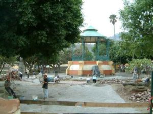 The overhaul of the zocalo is in progress (looking west).