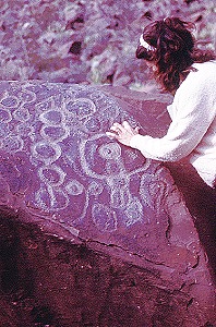 Counting petroglyphs  © 2005 Tony Burton