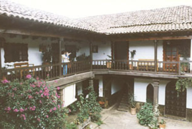 An inner courtyard in a traditional Mazamitla hotel reflects the architectural style of this charming town in the mountains of Jalisco. © Tony Burton, 2000