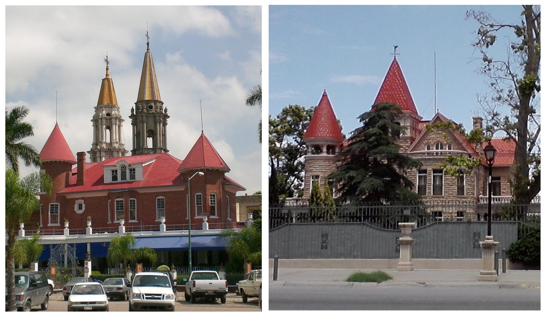 Buildings by George Edward King: Casa Braniff, Chapala (left) and Quinta Sisniega, Chihuahua.